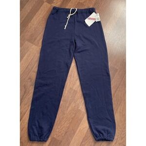 Vintage JERZEES Sweatpants Mens Medium Blue Joggers Pants Blank Made in USA 80s